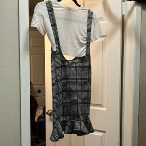 Black and White Plaid Suspender Dress